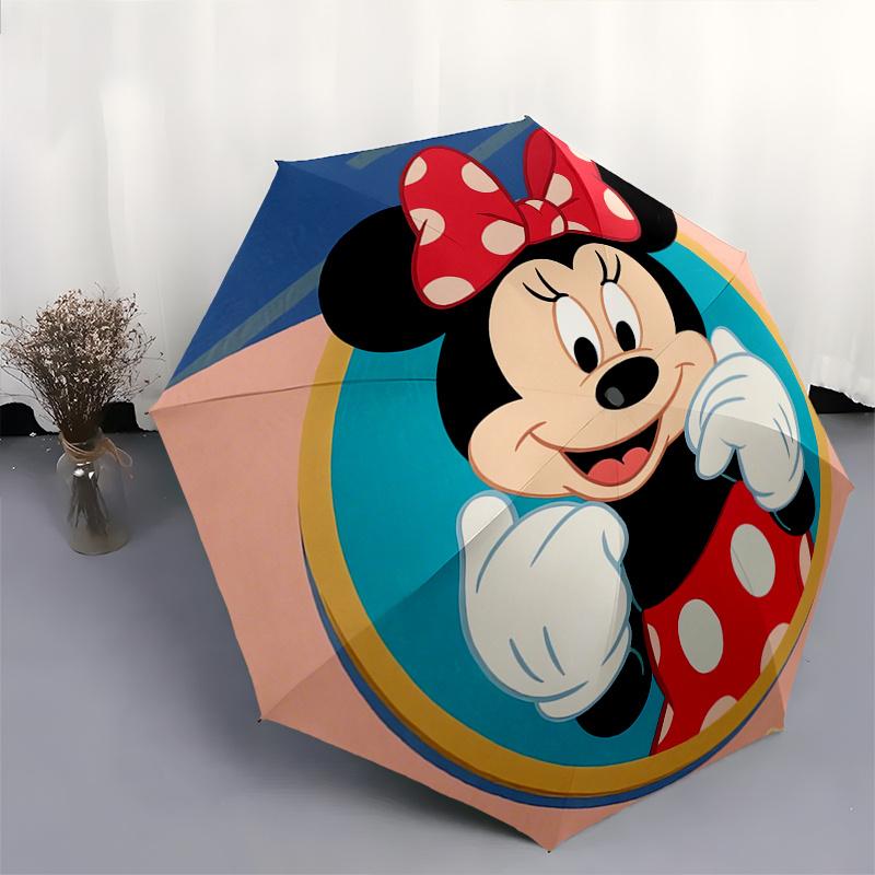 Minnie Mouse Automatic Opening and Closing Umbrella, Compact Travel Umbrella, Lightweight and Portable, Suitable for Beach Commuting Busines