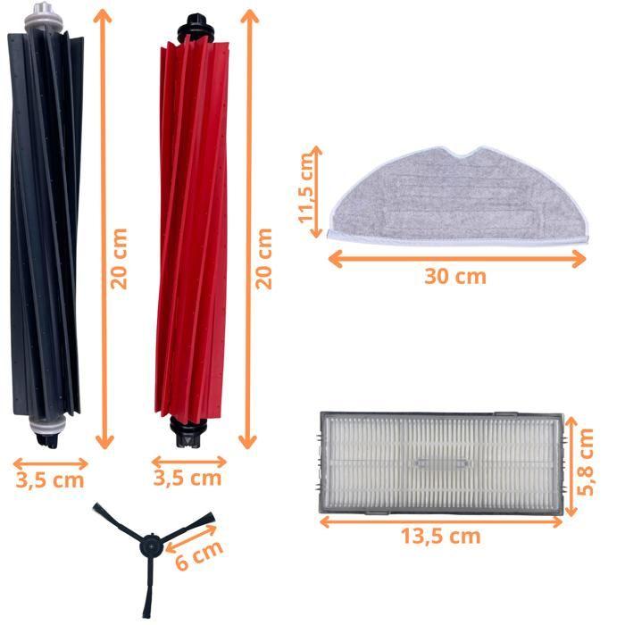 Accessory Pack for Roborock S8/Roborock S8 Plus - Filter/Mop/Side Brush/Extractor Roller Phonillico®