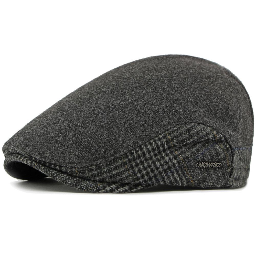 

HT4943 Beret Cap Men Women Autumn Winter Wool Beret Hat Artist Painter Fleece Lined Adjustable Flat Cap Male Female Mens Berets 55-59cm Adjustable