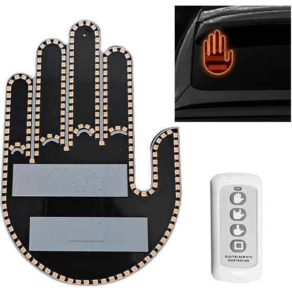 LED Hand Gesture Light For Car, 3 In1 Car Sign Finger Light With Remote Control, Funny Back Window Sign Light Accessories For Cars Trucks, Car