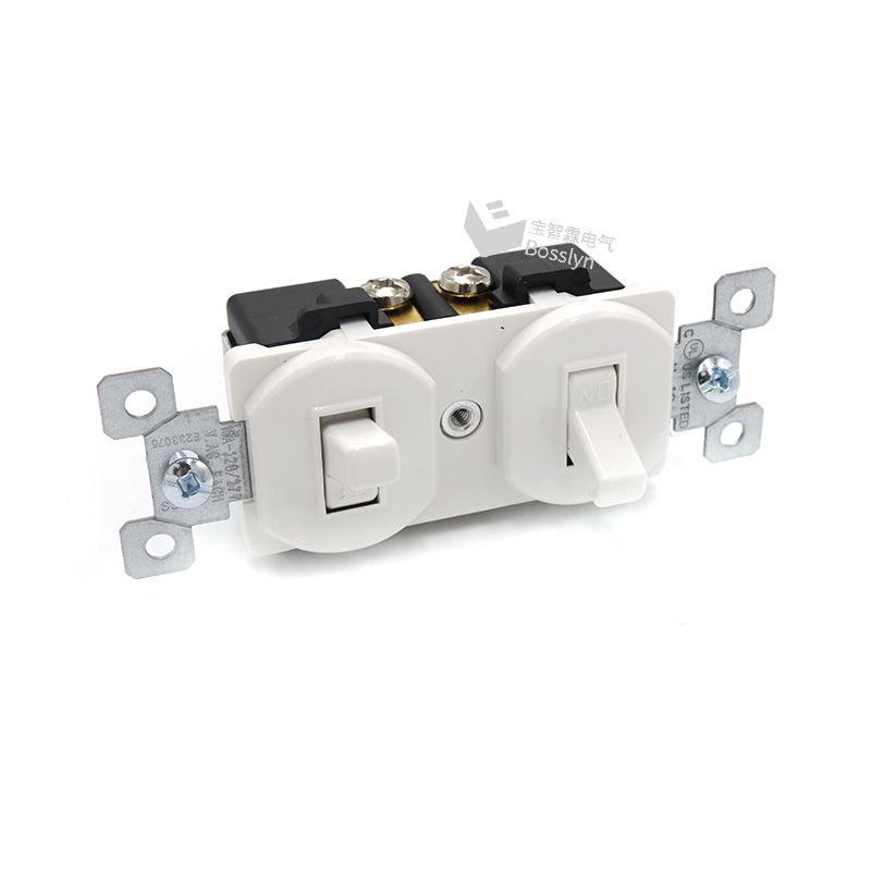 White Two-Gang Rocker Switch US Standard Double Gang Single Pole Wall Toggle
