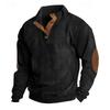 Men's Pullover for Autumn and Winter, Suede Lapel Striped Sweatshirt, Casual Striped Knitted Shirt for Young People