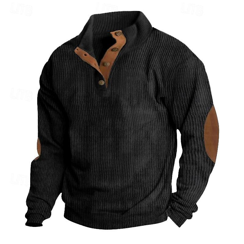 Men's Pullover for Autumn and Winter, Suede Lapel Striped Sweatshirt, Casual Striped Knitted Shirt for Young People