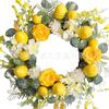 Artificial Lemon Peony Wreath Wall Hanging Decor Door Home Festival Party Decoration