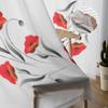 Rote Mohnblumen-Tüllvorhänge für Wohnzimmerdekoration, moderne Schleier-Chiffon-Vorhänge, Schlafzimmer, durchsichtiger Voile