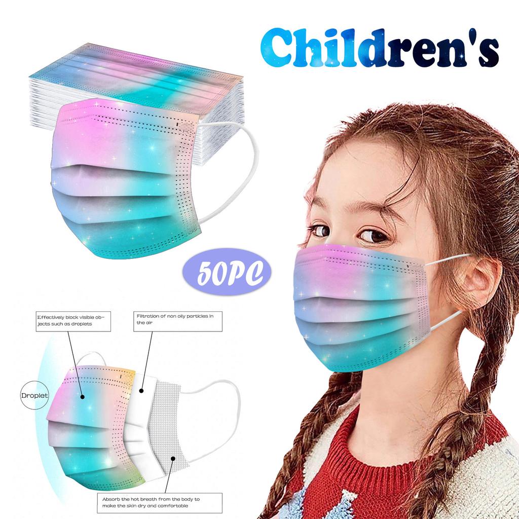 Children's Disposable Tie-dye Starry-sky Printed Mask Disposable Face Mask Ear Loop Mask 50PCS