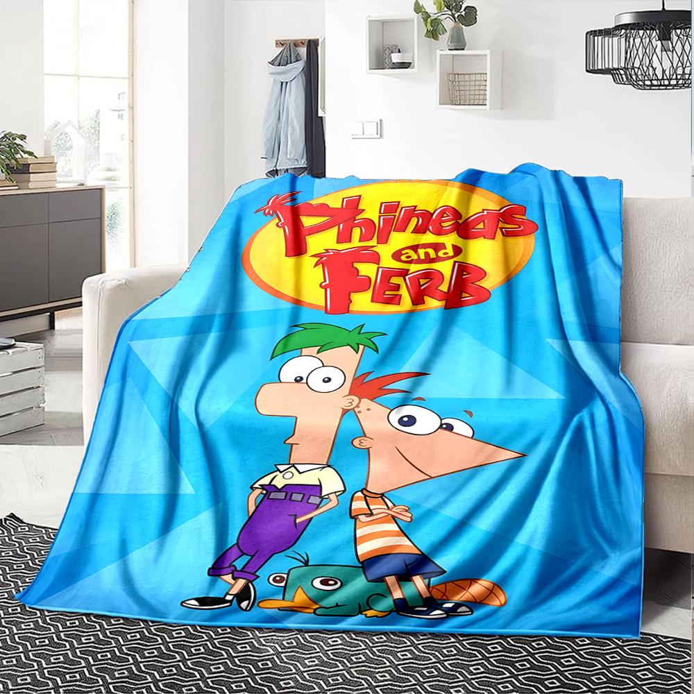 1pc Phineas and Ferb1 Blanket, Gift, for Men and Women, Soft Blanket, Good for Sofa Bed Couch Travel, Lightweight Flannel Blanket