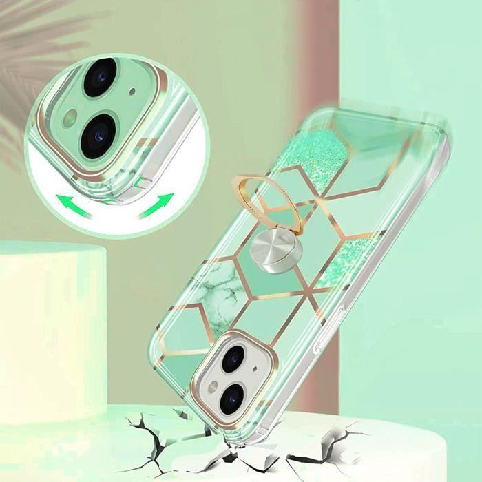 Coque - samsung - galaxy s24 - turquoise - souple - anneau rotatif 360°