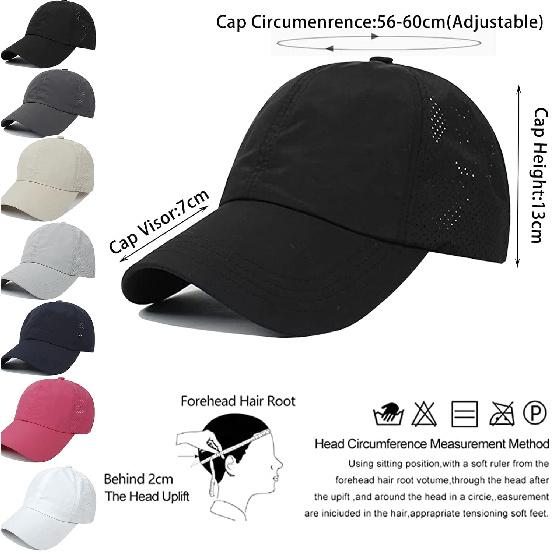 Womens Ponytail Hat Baseball Cap, Adjustable Criss Cross Baseball Cap High Bun Unisex Quick Drying Trucker Hats