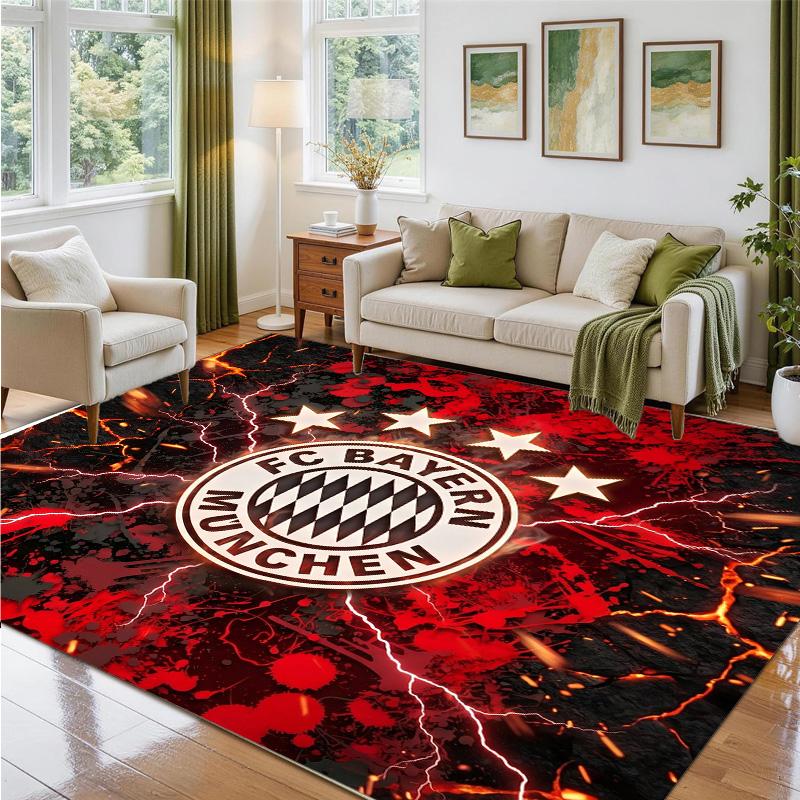 Bayern Munich Design Crystal Velvet Rug Soft Decorative Mat for Bedroom Entrance