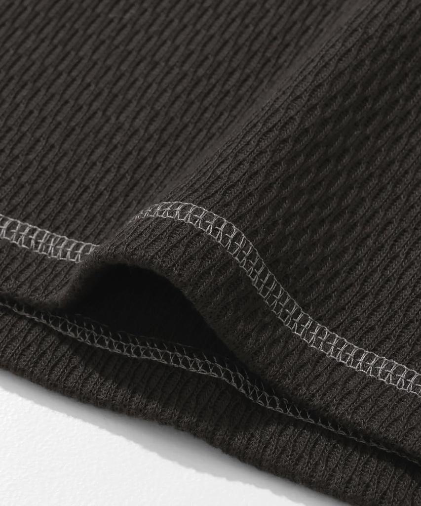 [CLIFMEYER] Long-Sleeve Henley Neck Honeycomb Waffle T-Shirt for Men, Medium Charcoal