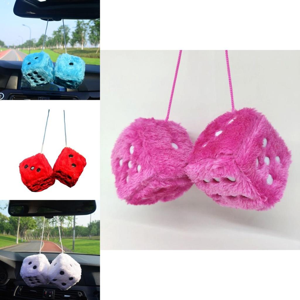 Fluffy Plush Dice Pendant Perfect For Car Interior Festival Decor