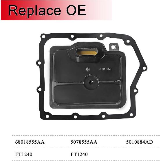 62TE Automatic Transmission Filter with Gasket Fits for Dodge Grand Caravan Avenger Ram ProMaster Chrysler Town & Country 200, Replaces# 68018555AA