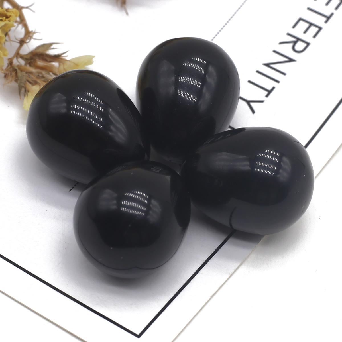 

Орнамент из натурального камня в форме яйца Кристалл Розовый Кварц Аметист Агат Содалит Опал Желтый Нефрит Украшение Дома Декор Ювелирные Изделия 17×22 мм 2Pc/17×22mm-Black Agate