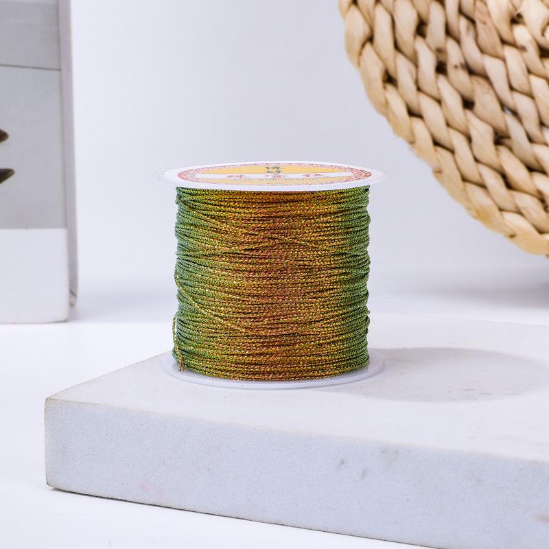 Handmade Red Lanyard Bracelet with Gold Iridescent Gimp Thread