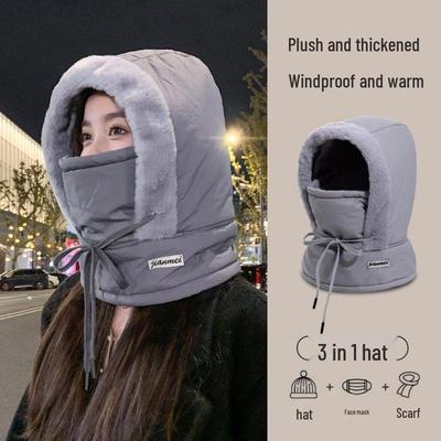 Winter Warm Fleece-Lined Integrated Hat: Ski Cap, Scarf, Earmuffs & Mask for Cycling