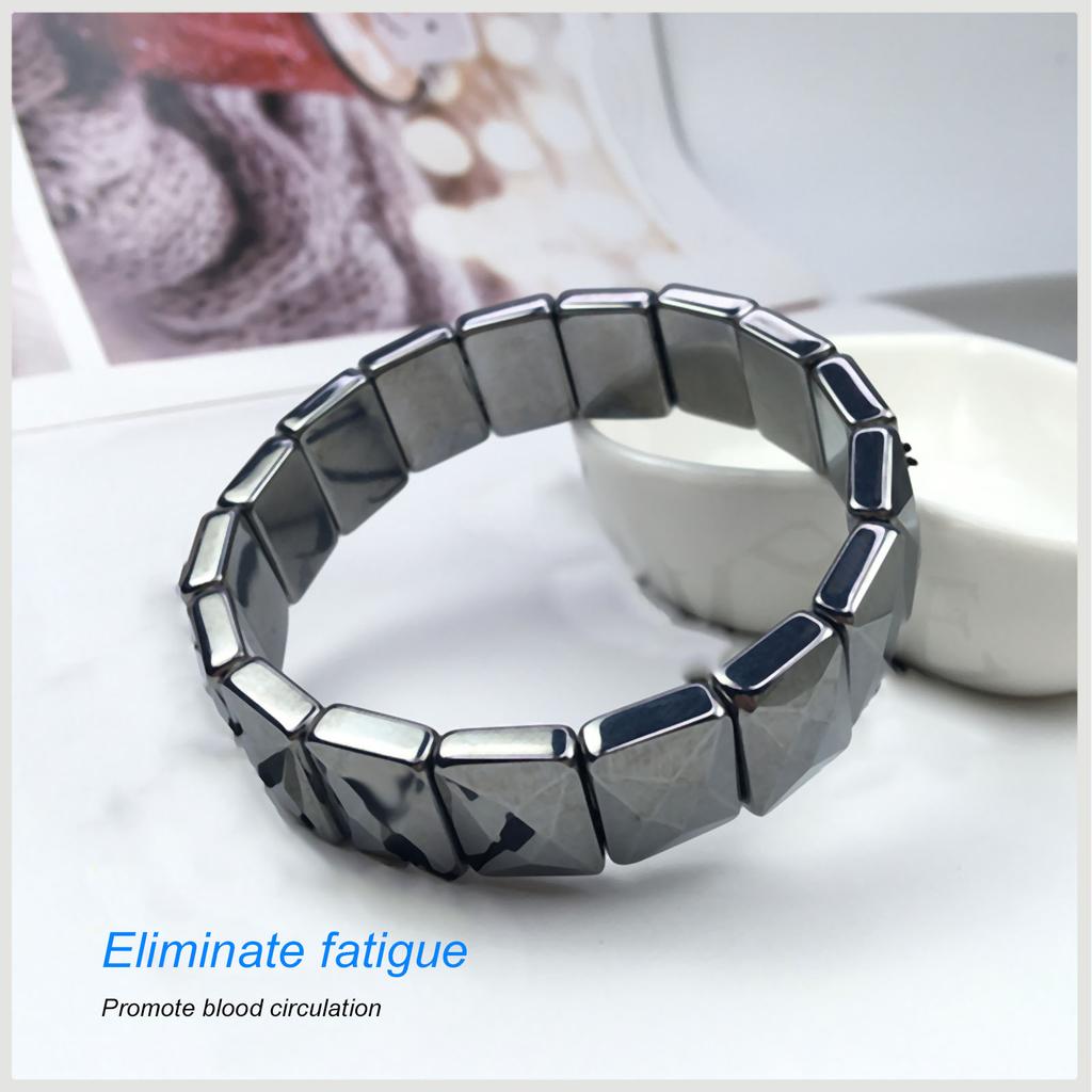 Terahertz Stone Bracelet Fashionable Faceted Rectangle Pain Relief Energy Stone Bracelet for Men