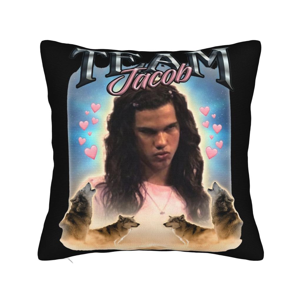 Team Jacob Cursed Fan Collage Twilight Pillowcase Soft Fabric Cushion Cover Throw Pillow Case Cover Home Drop Shipping 40*40cm