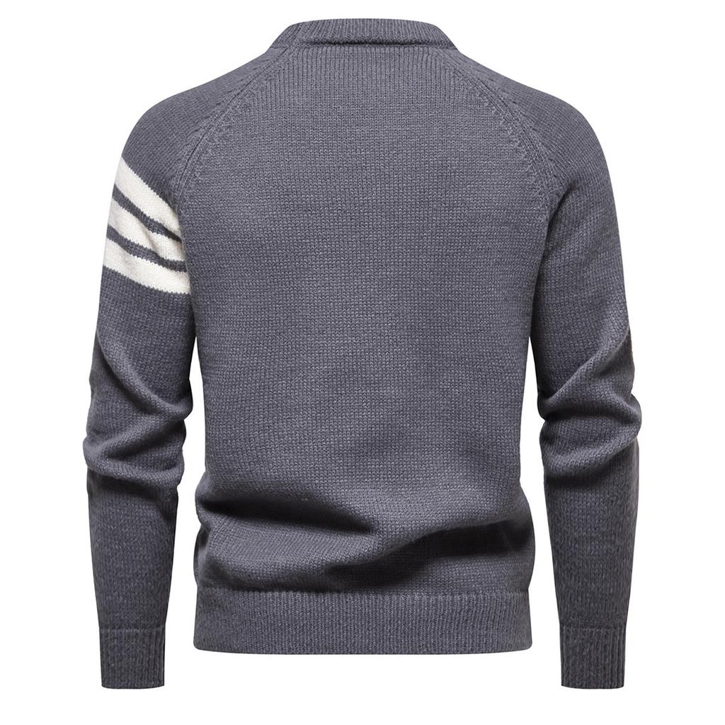 Herbst und Winter Amerikanischer Retro Herrenpullover Rundhals Strickpullover Pullover Lässig Farbblock Unterziehpullover Pullover