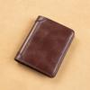 Men's Slim RFID Blocking Genuine Leather Wallet with Integrated ID Card Holder - Top-Grain Leather Compact Bifold Design