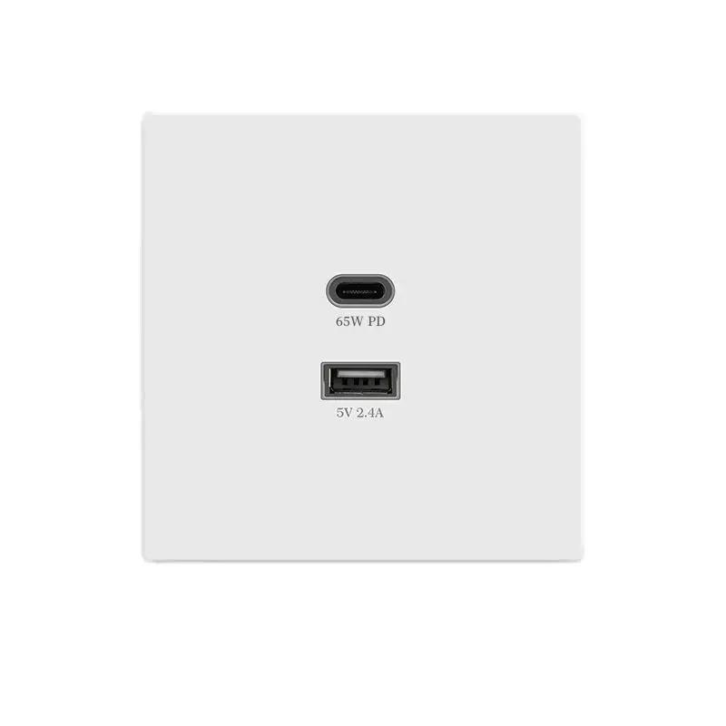 Universal 2 Port 30W 65W Type-c Super Fast Charging Wall Socket, White/gold/gray/black Uk 2.4A Usb C Plug Adapter 220V Outlet