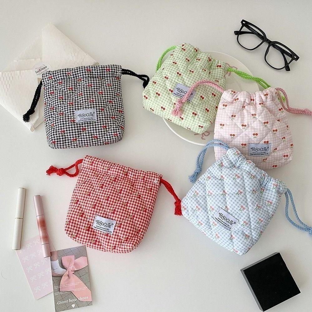 Nouvelle pochette à cordon Cerise Multi-usage Grande capacité Sac de rangement pour maquillage et rouge à lèvres Sac organisateur de voyage