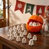 Cute Ghost Figurine Pumpkin Bucket with Mini Ghosts Halloween Candy Bowl Figurines Party Snack Holder for Farmhouse Home Table Centerpiece Desktop