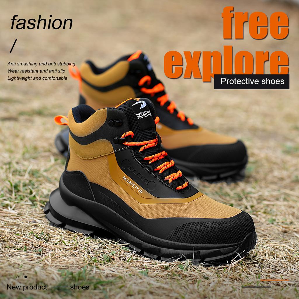 New Fashion Work Safety Boots Men Steel Toe Cap Lightweight Indestructible Boots Anti-puncture Construction Male Sneakers 37-48