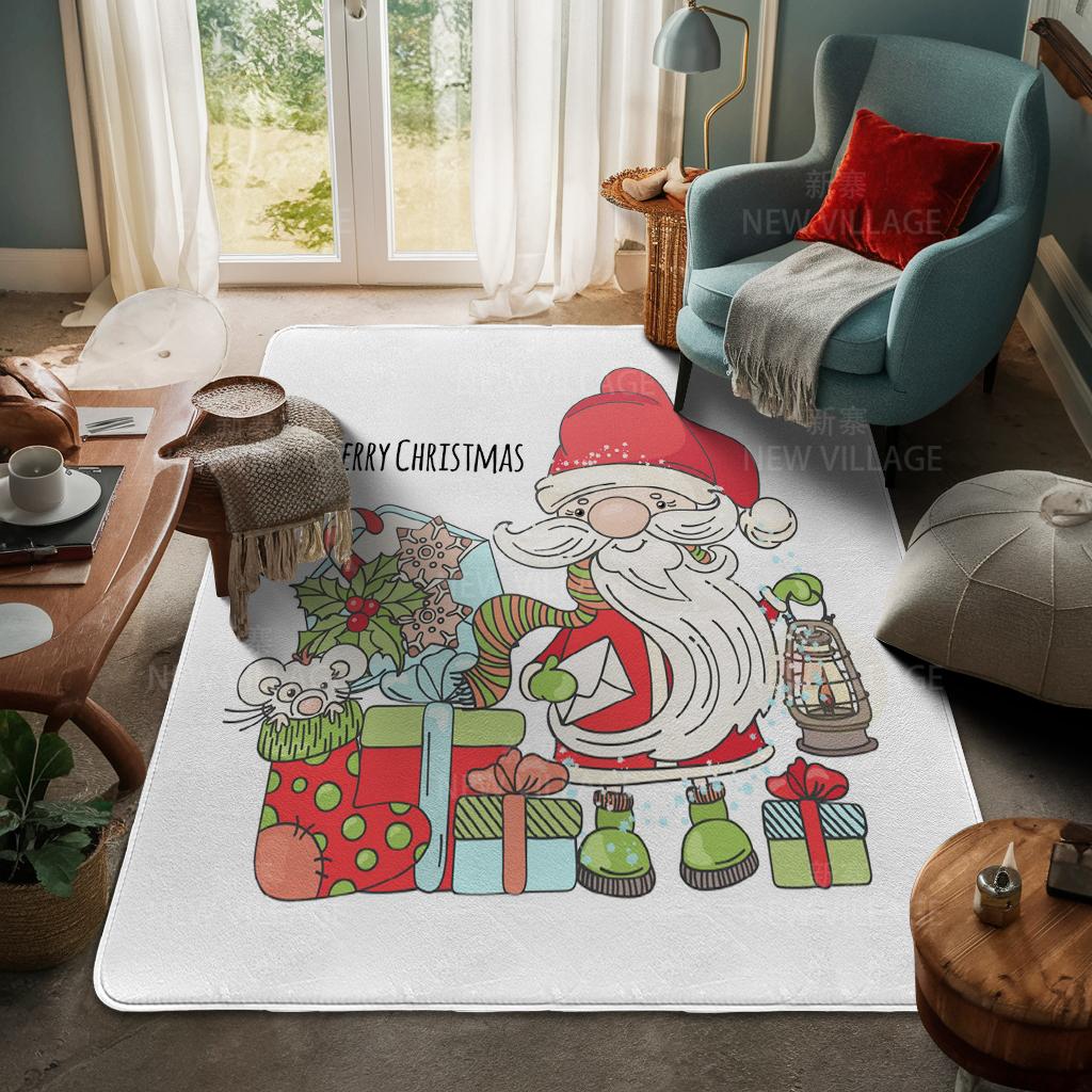 House Entrance Carpet Home Door Mat Living Room Bath Foot Bathroom Non-slip Water Absorption Rugs Bath Merry Christmas Winter