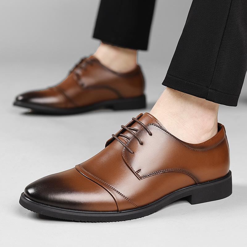 Autumn and winter new leather shoes men's business dress leather shoes low-top leather shoes men's lace-up breathable men's shoes