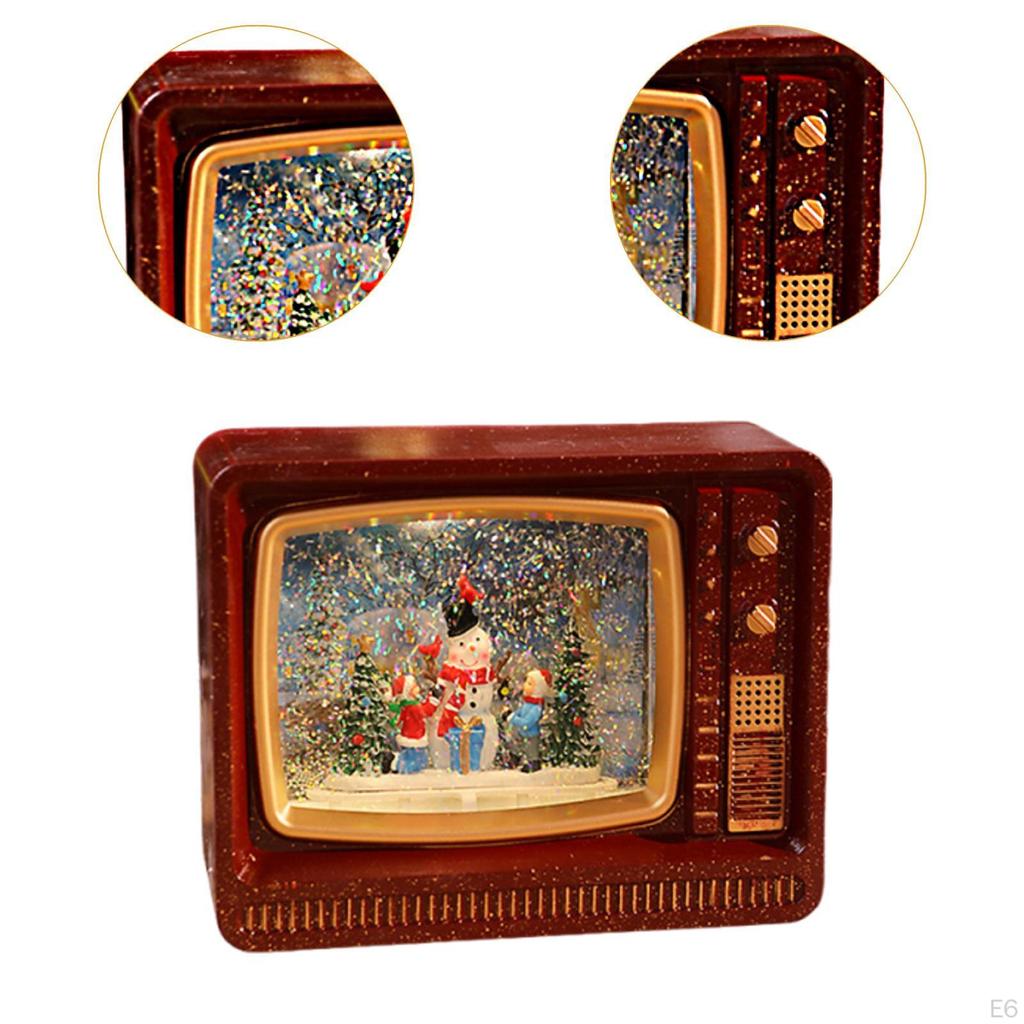 Lantern with Music Box, Snow Globe Ornament, Original , Light-Up TV Effect, Festive And
