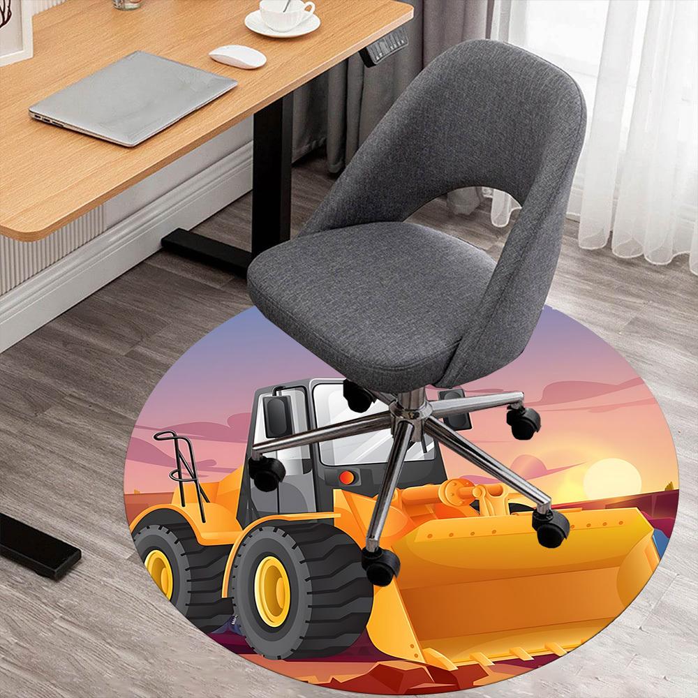 1pc bulldozer construction Round Chair mat Area Rug - Non-Slip, Floor Mat for Office, Bedroom, and Indoor Decor c1125414