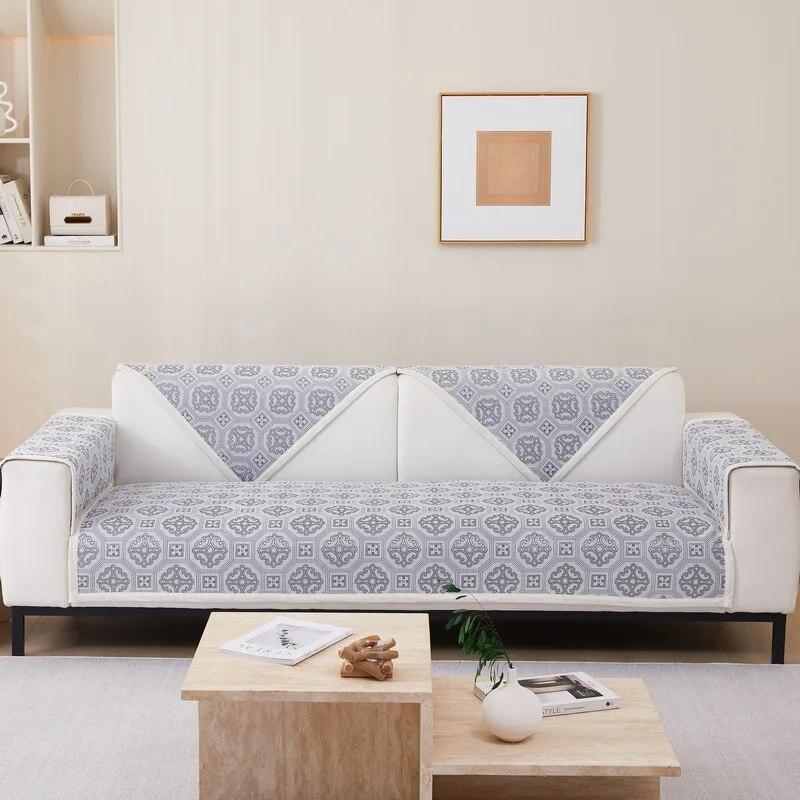 Chenille Jacquard Sofa Cover Anti Slip Solid Color Sofa Towel Decoration Home Furnishing Universal for All Seasons Sofa Cushion