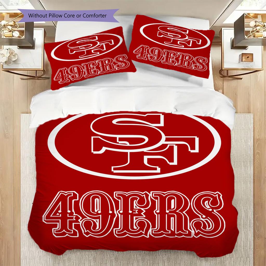 San Francisco 49ers Pattern Bedding Quilt Set Quilt Cover Pillowcase Home Decoration Birthday Gift (1 * duvet cover + 2 * pillowcase, without core)