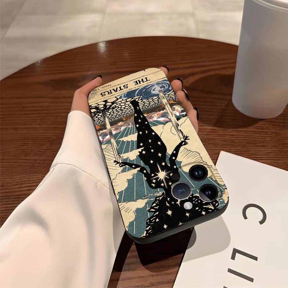 Tarot Phone Case For iPhone 17,16,15,14,13,12,11,Pro,X,XS,Max,Plus,Soft Black Cover