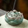 1pc Retro Ceramic Lotus Pan Incense Burner Natural Incense Powder Agarwood Sandalwood Blend Wood Material Aromatic Meditation Ai