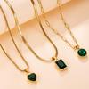 Stainless Steel Emerald Zirconia Women's Fashion Necklace, Light Luxury Clavicle Chain