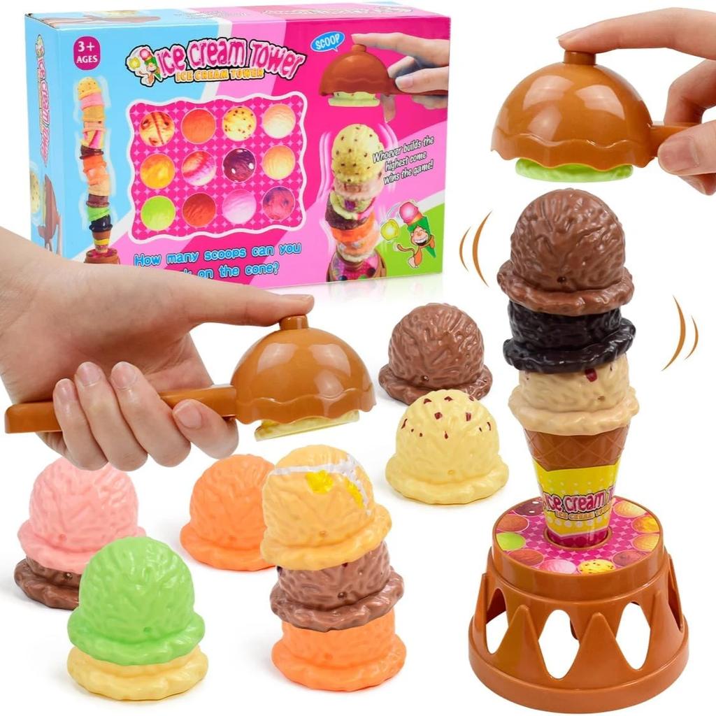 20Pieces Ice Cream Play Set with Two Scoops for Toddlers 3-5, Montessori Pretend Play Toys, Preschool Learning Activities,gift