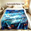 Fantasy Magic Theme Soft Blanket Personalized Custom Name Text Print Warm Blanket Home Sofa Bedroom Decor