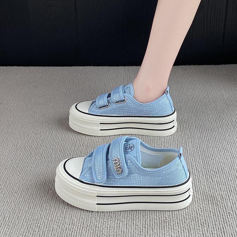 CRLAYDK Women's Mesh Slip On Skateboard Shoes Hook&Loop Summer Sneakers Breathable Casual Walking Tennis for Ladies