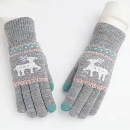 Niedliche Plüschhandschuhe für Damen, verdickt, um im Winter warm zu halten, Touchscreen-Strickwolle zum Radfahren, kältefest für Schülerinnen im Winter