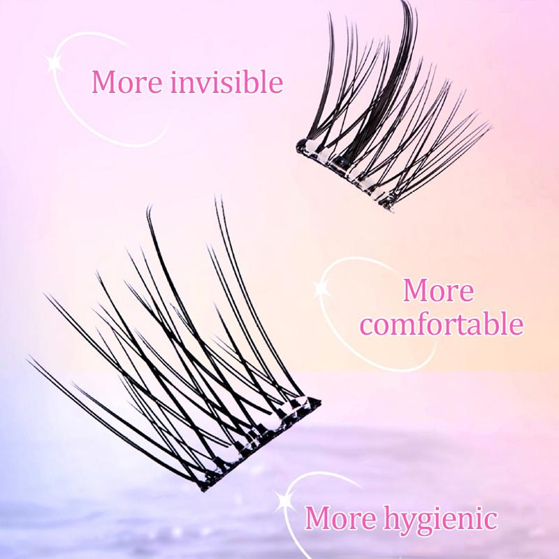 10 Rangées de Faux Cils à Grande Capacité Sans Colle Touffe Unique 11-12mm Courbure C Faux Cils Naturels Auto-Adhésifs