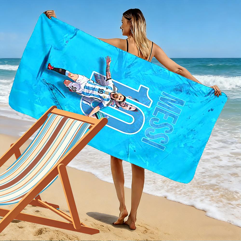 Asciugamano Design Stella del Calcio Messi 10 Asciugamano da Spiaggia ad Asciugatura Rapida per Viaggi Sport all'Aperto Jogging Spiaggia e Nuoto