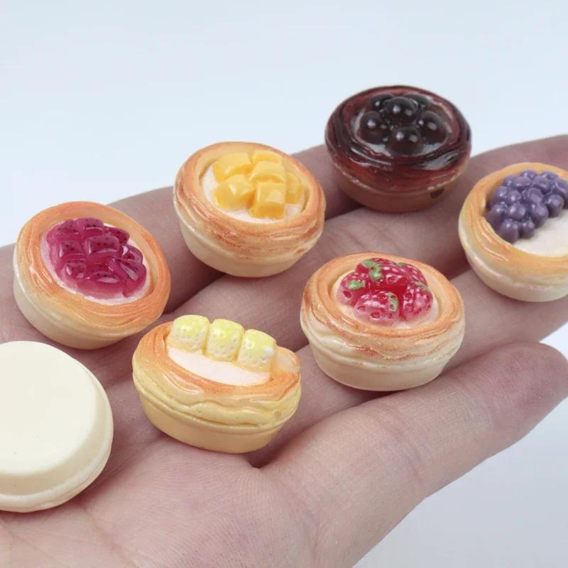 10/100Pc Resin Fruit Egg Tart Series Simulation Food Diy Scrapbook Decoration Crafts Dollhouse Accessories Keychains Materials