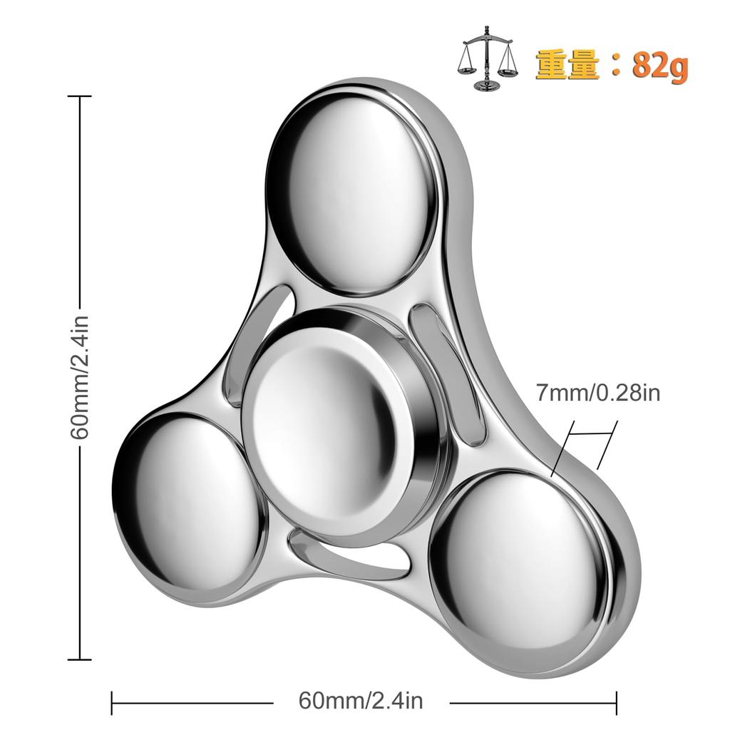 VOFOLEN Hand Stress Premium Metal Hand Spinner with Stainless Steel Minutes of Quiet Fidget Stress Time Popular and Gift for Adults and Silver