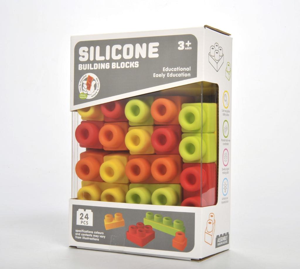 Silicone Teething Building Blocks for Babies - Chewable, Large Pieces, Early Education Toy for 6+ Months