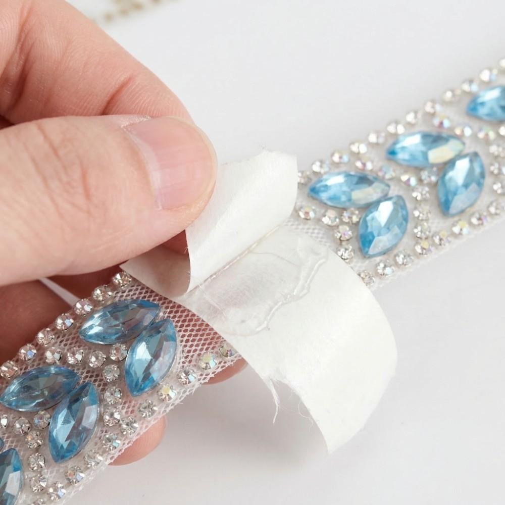 1 Yard Rhinestone Ribbon Self Adhesive Hot Melt Hot Fix Rhinestone DIY Craft AB Color Self Adhesive Tape Clothing Accessories