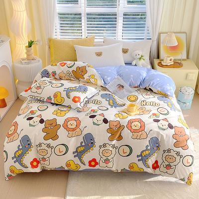 Soft 100% Cotton Duvet Cover with Cartoon Design for Kids Single Double Bed High Quality Flower Bed Duvet Cover with Pillowcase