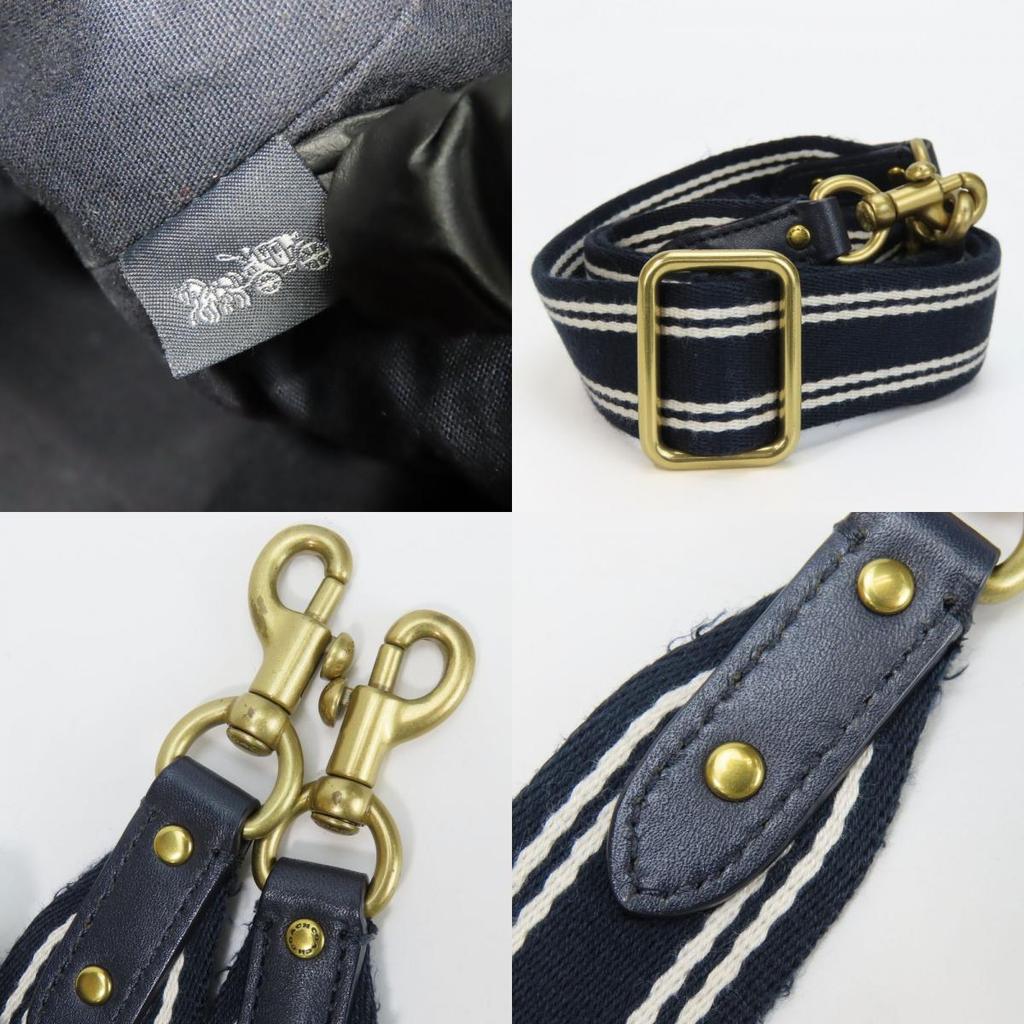 Used COACH Shoulder Bag Field Bucket C3853 Signature Canvas/leather Navy Gray Purse