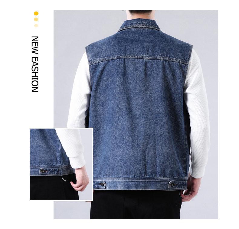 2024 Trendy Men's Denim Multi-Pocket Vest Jacket - Casual Single-Breasted Style